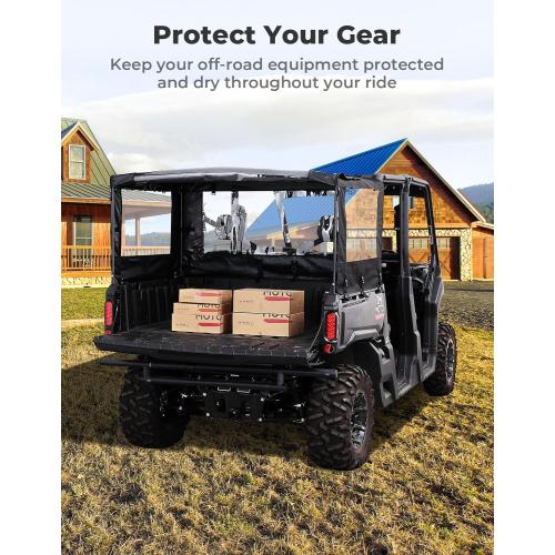 KEMIMOTO UTV Soft Cargo Camper Bed Cover Rack Compatible with Can-Am Defender & Defender Max 2016-2025 Rear Camper Top Canvas Cover Accessories