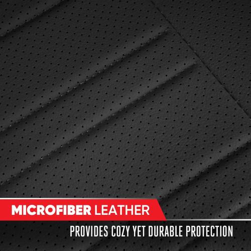 Motor Trend Faux Leather Padded Rear Bench Car Seat Cover With Storage Pockets