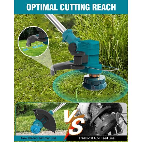 Electric Weed Wacker Cordless, 21V Electric Weed Cordless Eater Battery Powered with 2Pcs 4.0Ah Batteries, 3 in 1 Stringless Grass Trimmer/Edger/Brush Cutter for Lawn Yard Garden