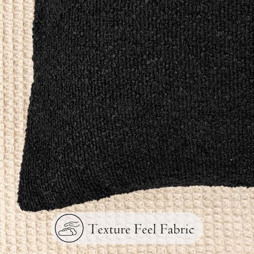 14x36 inch Boucle Lumbar Pillow Cover, Black Woven Texture Neutral Long Pillow Cover Breathable Cushion Case for Couch Sofa Bed Living Room Home Decor (Cover Only)