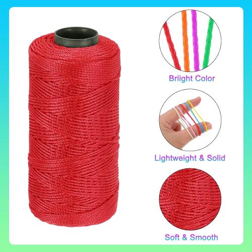 MECCANIXITY Nylon String 3 Strands Twisted Mason Line 1.5mm x 218 Yards Nylon Twine String for DIY Projects, Home Improvement, Gardening, Gift Wrapping, Christmas Party Supplies, Red