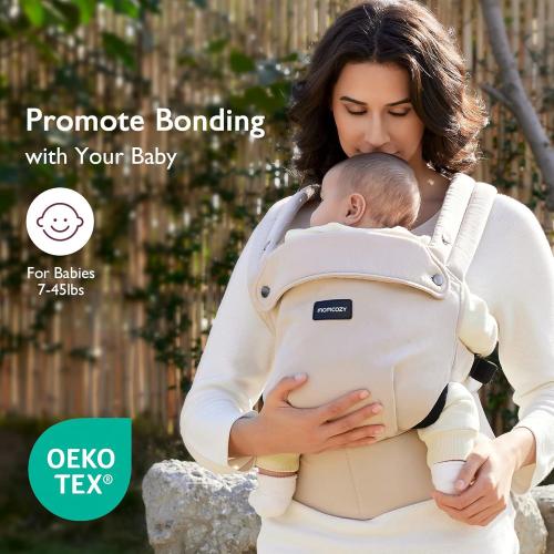 Momcozy Baby Carrier - Ergonomic, Cozy and Lightweight Carrier for 7-45lbs, Effortless to Put On, Ideal for Hands-Free Parenting, Enhanced Lumbar Support, Purehug for Infant to Toddler, Khaki