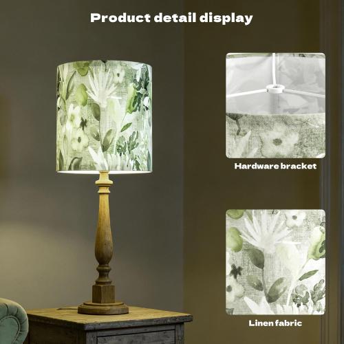 PAPAYA Lamp Shades Set of 2 10 D x 9 H Green Floral Drum Shade
