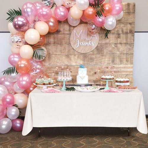 Nasitos 2 Pack Vinyl Tablecloth Rectangle 60x120 Inch-Beige Tablecloth Wrinkle Resistant Waterproof Oil-Proof Flannel Backed Tablecloth, Wipeable Plastic Table Cover for Dinner, Kitchen, Outdoor