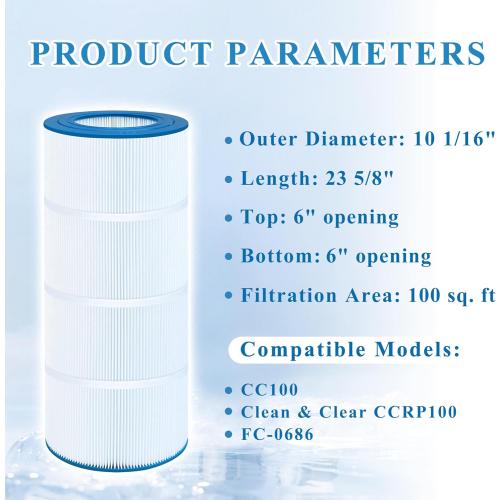 Pool Filter Compatible with CC100, CCRP100, C-9410, PAP100-4/M4, FC-0686, R173215, 1 Pack