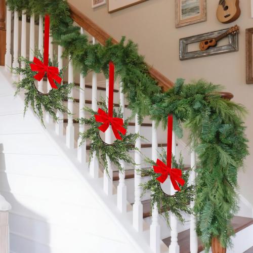 Vesici 4 Pcs 12.6'' Christmas Candle Rings Wreath Artificial Cedar Mini Kitchen Cabinet Wreath Decoration Xmas Candle Ring Table Centerpiece Decor for Christmas Wedding Home Table Decoration