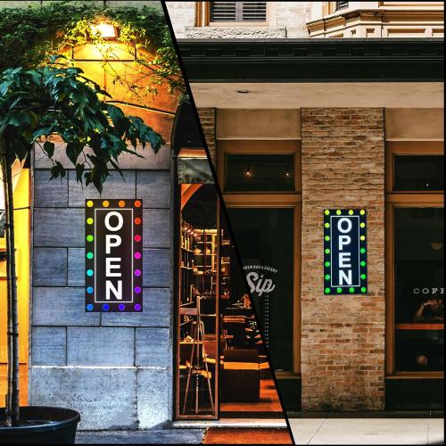 Outdoor Open Signs for Business, Large Waterproof Open Sign LED, Ultra Bright Outdoor Open Signs, Colorful LED Open Sign RGB Color Changing with Power Adapter