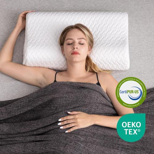 Hcore Memory Foam Pillow for Neck Pain Relief, Contour Cervical Pillow for Side Sleepers, Sandwich Orthopedic Pillow, Ergonomic Adjustable Pillow