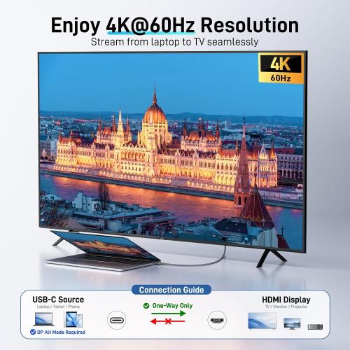 Acer USB C to HDMI Cable for Home Office 6.6FT (4K@60Hz) for Laptop