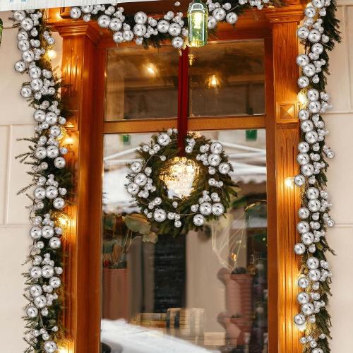 2 Pcs Christmas Ball Garland 6 ft Decoration Accessories(Silver) ball