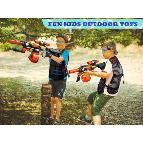 Toy Guns Automatic Machine Gun with Tactical Vest Kit -Toy Sniper Gun Rifle with Bipod - Drum Magazine Clips and 120 Darts -Toys Foam Guns for Boys 8-12 Kids Adults Gifts for Birthday Christmas