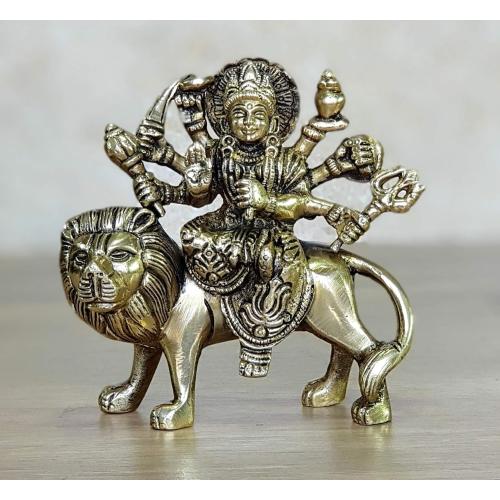 eSplanade Brass Maa Durga/MATA Rani Idol, Statue, moorti, murti for Home Mandir and Home Decor (4.6 Inches)