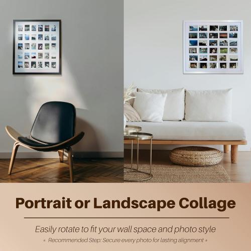 Black Multi Picture Frame Collage Wall Decor For Fujifilm Instax Mini Film - 30 Openings Large Photo Collage Frame For Wall - Mini Picture Wall Frame - Not Compatible with Polaroid Film Size