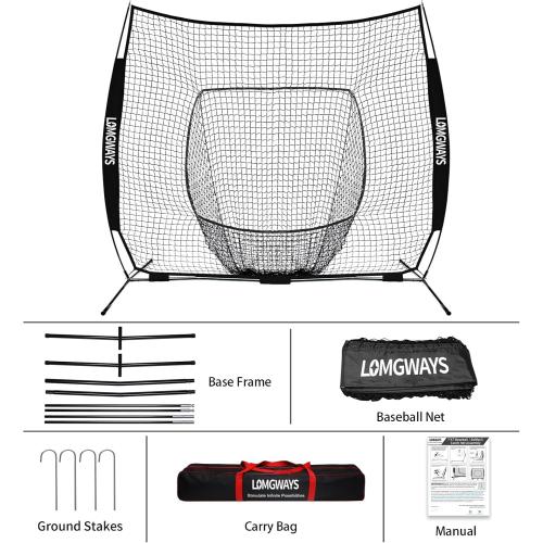 7x7ft/8x8ft Baseball Softball Net with Steel Frame for Batting, Hitting, Pitching, Portable Baseball Batting Net with Carry Bag, Great for All Levels