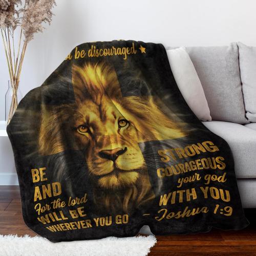 Afterprints Christian Gifts for Men, Blanket Printed with Lion & Bible Verse, Religious, Birthday Gifts for Men, Teen Boys, Catholic, Spiritual, Baptism Gift, Soft Throw Blanket 50'' x 60''