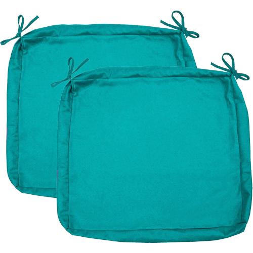 Outdoor Seat Cushion Cover Water Repellent Square Chair Cushion Cover-Only Cover Teal (2 Covers)