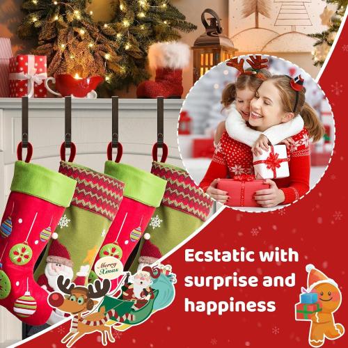 Stocking Holders for Mantle, Christmas Stocking Hooks, 4 Pack Stocking Hangers for Mantel, Non-Skid Stocking Hangers, Lightweight Stocking Hooks for Fireplace Home Party Decor