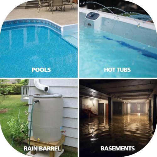 1/4 HP Automatic Submersible Water Pump, 2250GPH Sump Pump Portable Electric Utility Pump Removal for Pool Draining Basement Hot Tubs Garden Pool Cover Pond with 10ft Power Cord