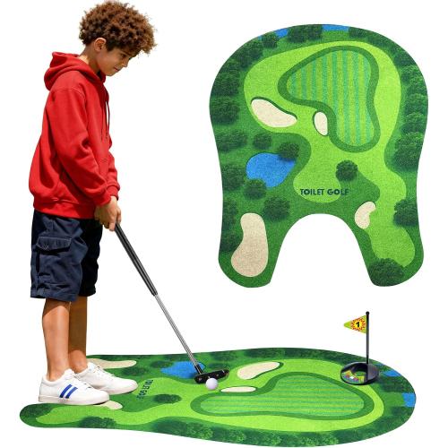Toilet Golf Game, Mini Golf That Can Be Played in The Bathroom - Wonderful Toilet Time, Gag Gifts,Funny White Elephant Gift, Prank Gift for Dad Husband, Boyfriend, Men