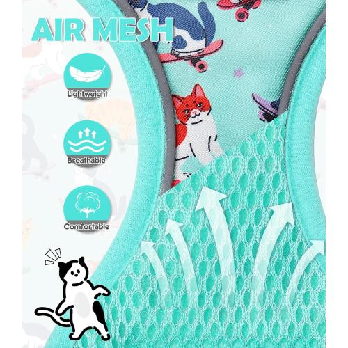 Halypet Cat Harness and Leash Set[MAX Safety 4th-Gen] Cute Escape Proof Vest Harness for Girl&Boy Cat Walking, Comfortable Adjustable Leash and Reflective Strips for Outdoor Kitten, S Purrfect Green