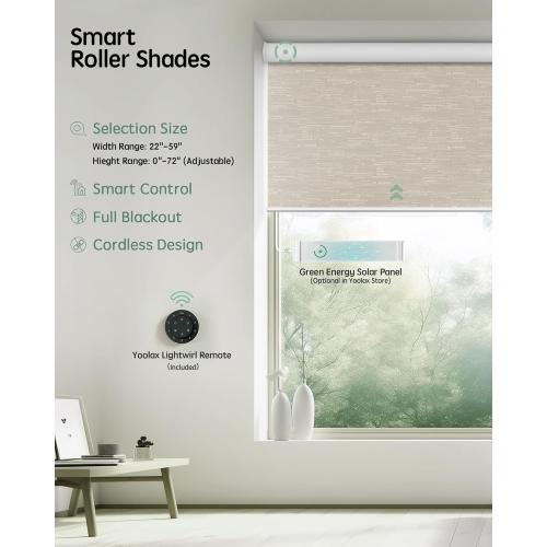 Yoolax Motorized Blinds with Remote, 100% Blackout Smart Blinds for Bedroom Home Office, Automatic Roller Window Shades Work with Alexa Voice Control, with Valance (Jacquard Coffee, 36 W x 72 H)