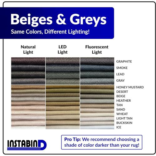 Instabind 54 ft Roll Premium Carpet Edge Binding – Regular Style Carpet Edge Trim for Do-It-Yourself Rug Edging- with Durable Hold & Easy Finishing for Rug Edges - USA Made Flooring Products, Grey