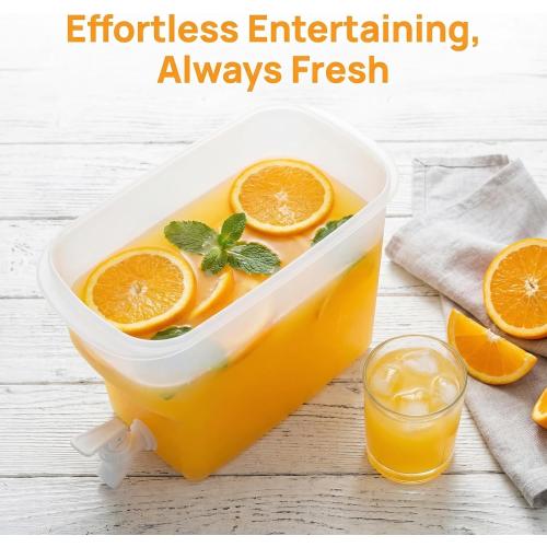 Jucoan 2 Pack 0.9 Gallon Fridge Beverage Drink Dispenser with Leak-proof Spigot, Plastic Cold Drink Juice Beverage Dispenser Jug for Party Drink, Juice, Iced Tea, Lemonade, Cold Brew