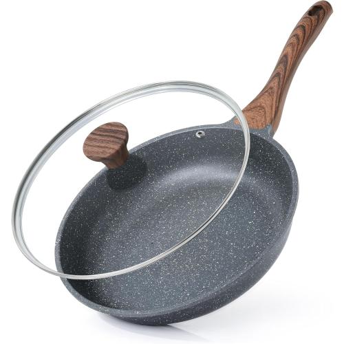 SENSARTE Nonstick Frying Pan Skillet with Lid, Omelet Pan with Cover, Healthy Cooking Chef's Pan, Kitchen Cooking Pan, Free of Intentionally Added PFOA/PFOS (12.5inch   Glass Lid)