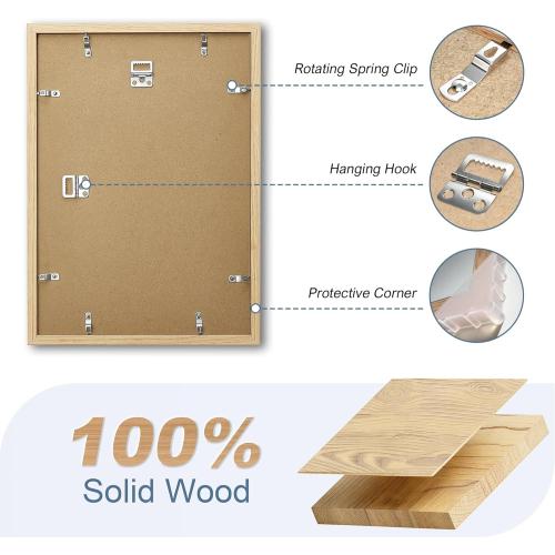 TONES FRAME DESIGN 16x24 Solid Wood Frame,Natural Oak Wood Picture Frame can Display Photo 16x24 Without Mat,Single Poster Frame for Wall Home Decor