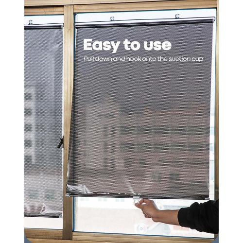 2Pcs Scalable Blackout Window Shade with Suction Cups – No Drill Sun Shade for Side Car Windows,SUV,Truck – Heat & UV Protection Roller Blind for Automotive,Office,Bathroom (20x50)