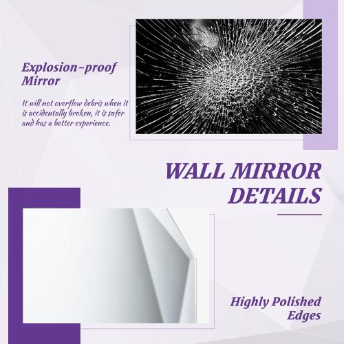 Bathroom Mirror for Wall, 24 x 36 Arched Mirror, Bathroom Vanity Mirror, Beveled Edge Frameless Wall Mount Vanity Mirrors, Wall Mirrors Decorative, Irregular Beveled Edge Mirror