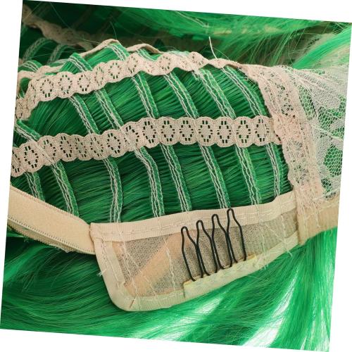 FRCOLOR 1Set Vibrant Green Short Wig with Scarf for Cosplay Wig for Birthday Parties Halloween and Performances Adorable Short Hair Design with Meticulous Craftsmanship