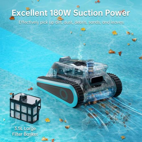 NexTrend Pool Vacuum for Inground Pools Cordless Robotic Pool Cleaner, Smart Navigation, 150min Runtime, 180W Powerful Suction, Floor Walls Waterline Cleans Up to 2,050 sq.ft