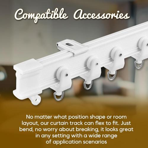 UrbanRed Flexible Ceiling Curtain Track - Room Divider, Curtain Rod, Wall Divider Curtain, Ceiling Mount, RV Rail, Shower Corner, Long Curved Hospital Privacy System (White, Accessory Kit)