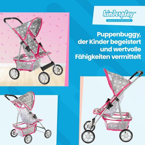 Baby Doll Stroller | Pram for Girls | Umbrella Stroller for Kids - Lightweight Play Carriage for Ages 2  Years | Baby Doll Accessories with Storage | 22.05-Inch Handle Height, Model KP0280S