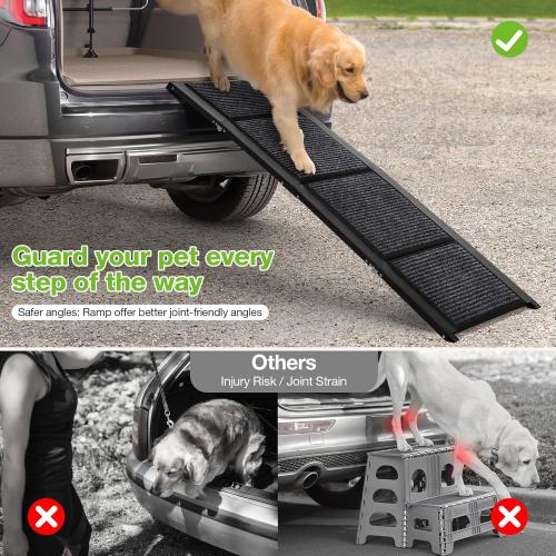 Dog Ramp for Car，63 x 17 Wide Folding Pet Ramp Dog Ramps for Medium & Large Dogs with Non-Slip Rug Surface ，Portable Dog Car Ramp for SUV Car & Truck, Outdoor Dog Ramp Up to 250 LBS