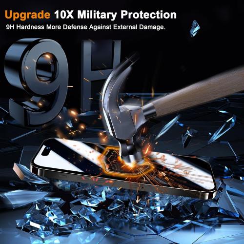 QHOHQ 3 Pack Privacy Screen Protector for iPhone 15 [6.1 Inch] with 3 Pack Camera Lens Protector, Anti Spy Tempered Glass Film, 9H Hardness, HD, Bubble Free, Case Friendly - Black