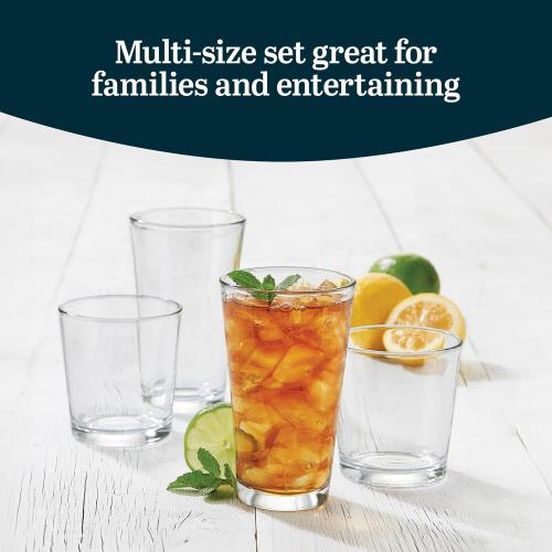 Libbey Flare Rocks, Glass Tumbler Set, Stylish Lead-Free Drinking Glasses Set of  Dishwasher-Safe Glass Cups Set for Daily Use and Parties