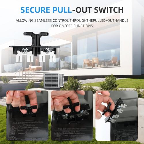 30 Amp AC Disconnect Switch Outdoor 120/240VAC Pull Out Switch Waterproof Metal Box for Air Conditioning Fused (Fuse not Included)