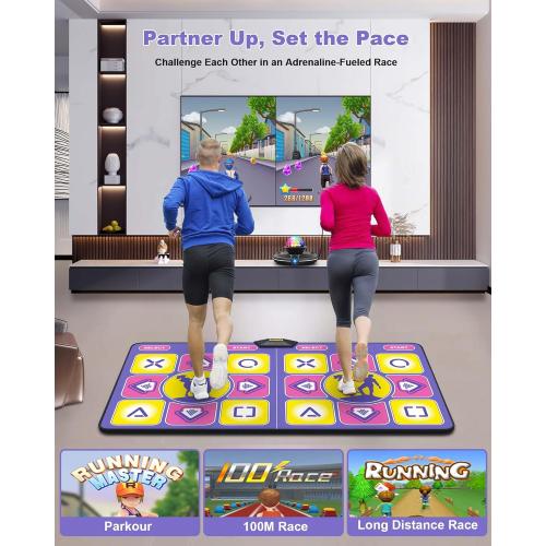 Flannel Dance Mat for TV with Camera, Non-Slip Exercise Dance Pad with Yoga Mode for Kids & Adults, Family-Friendly Electronic Game Mat Toy Gifts for Girls & Boys (Purple)