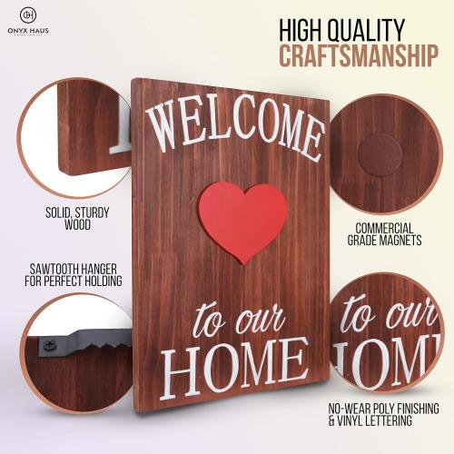 Holiday Welcome Sign for Front Door by Onyx Haus, Easter, Spring Housewarming Gift- Large, Interchangeable Decorations w/ 14 Unique Seasonal Pieces 11x15