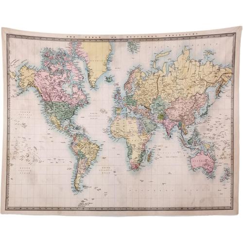 BELECO Vintage Map Backdrop Fabric 5x3ft Original Veteran Color Map of The World Photography Background Wallpaper Travel Theme Birthday Party Decorations Kids Adults Portrait Shooting Photo Props