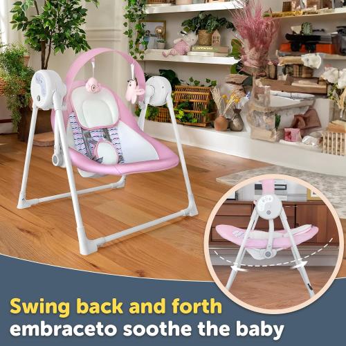 Baby Swing SpaceSaver Ultra-Compact Foldable Infant Swing (Fits in 5.3 Gaps!) 6 Speed Modes | Portable Newborn Swing for Travel/Car/Picnic (0-9M, 6-20lbs)