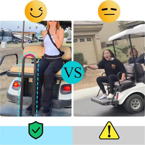 10L0L Universal Golf Cart Rear Seat Safety Grab Bar Hand Rail, Heavy Duty Metal Rear Safety Handle for EZGO TXT, RXV, Club Car, Black Powder Coated