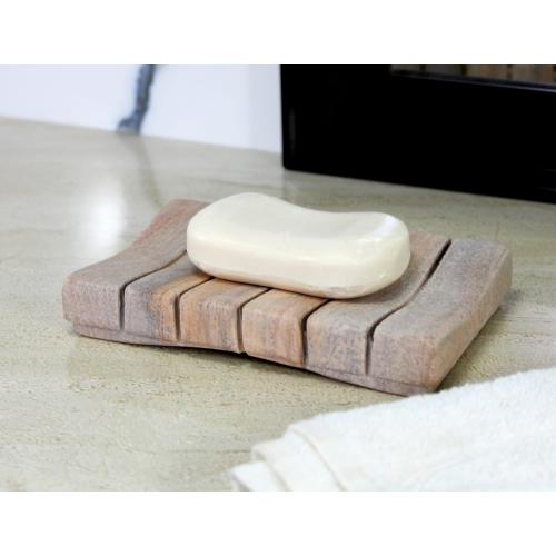 Natural Water Absorbent & Rigged Soap Dish Soap Holder Made of Natural Stone - Unique Bath Bathroom Accessories (Vertically Ridged)