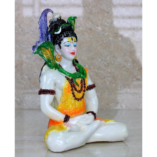 Esplanade Resin Shiva Shiv Adiyogi Natraj Idol Murti Figurine for Pooja at Home and mandir - 9 Inches - Multi