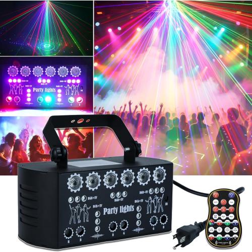 Wuzstar 27-Eye Party DJ Light with Remote, LED Strobe Effects, DMX Control & Sound Activity - Disco Stage Lighting for Clubs, Weddings, DJ Shows, Xmas, Halloween