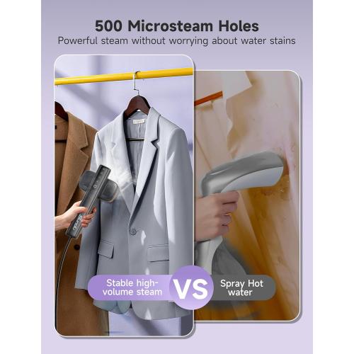 Steamer for Clothes,1200W Powerful Portable Steamer Iron,15s Fast Heat-up,100ml Tank,20 Min Continuous Steam, Wrinkle Remover for Travel, Home, Office(Purple)