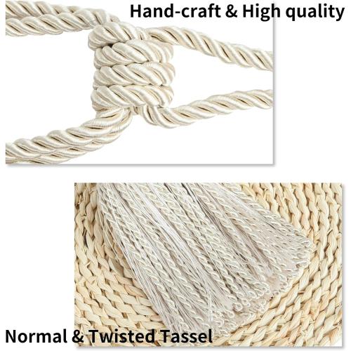 2 Pack Rope Large Curtain Tiebacks with Tassel Curtain Holdbacks