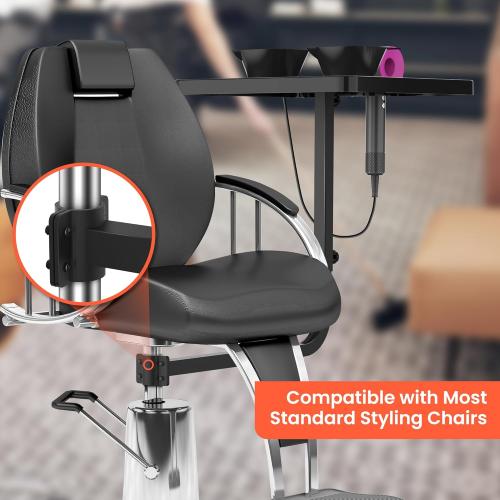 TASALON Salon Metal Tray Attached to Chair 360 Degree Rotation Barber Chair Tray for Dental, Cart with 2 Magnetic Bowls,Fully Adjustable Hairstylist for Barber Tattoo Tools